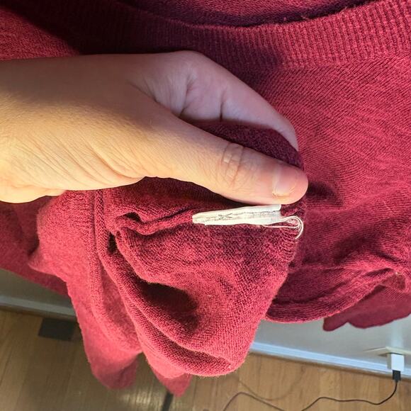 Gap Raspberry Pink Long Sleeve Knit Tunic Scoopneck Ribbed Hems Spring Small - Picture 5 of 8